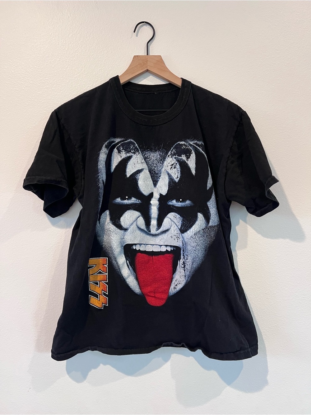 KISS vtg Black Baggy Band Tee with “Demon” face